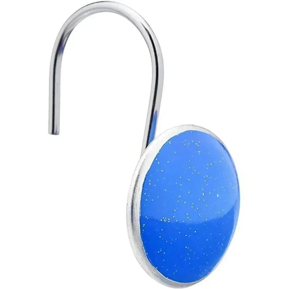 Shower Curtain Hooks - Button, Blue